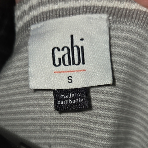 CAbi #4663 Charlie Pullover Striped Gray and White Sweater Size Small - Picture 3 of 6